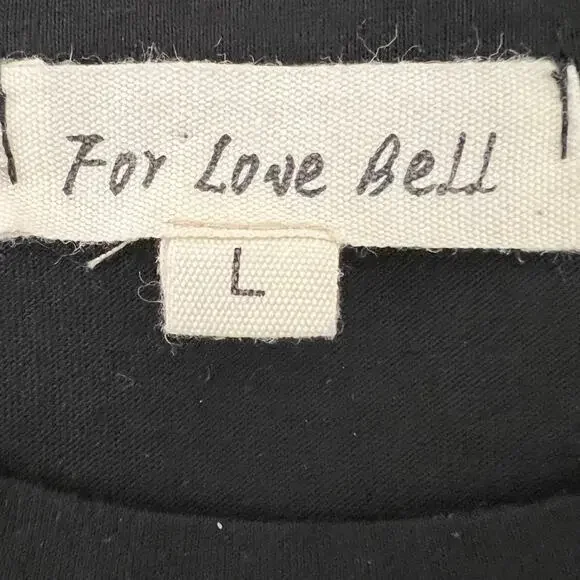 For Love Bell Journey Band Tee Dress L Black Graphic Side Slit Stretch - Picture 5 of 7